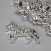 Zebra Pendant Charm, silver-tone metal, diameter 27x21mm+/-, loop hole 3.2mm+/-, pack of 5+