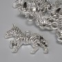 Zebra Pendant Charm, silver-tone metal, diameter 27x21mm+/-, loop hole 3.2mm+/-, pack of 5+