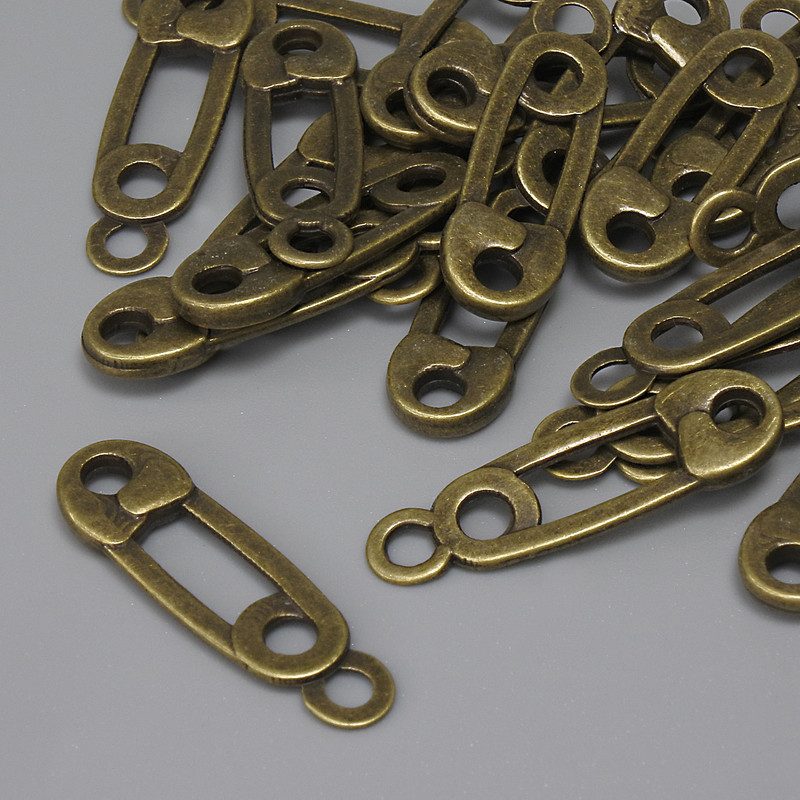 Hairpin Pendant Charm Bronze Metal Colour, diameter 23x7mm+- loop hole 2.2mm+-, pack of 22pcs+