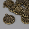 Sun Pendant Charm, bronze metal colour, diameter 17x20mm+-, bail hole 2.3mm+-, pack of 11pcs+