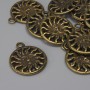 Sun Pendant Charm, bronze metal colour, diameter 17x20mm+-, bail hole 2.3mm+-, pack of 11pcs+