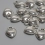 Heart Pendant Charm, silver metal colour, diameter 12x9mm+/- bail hole 2.4mm+/- pack of 16pcs+