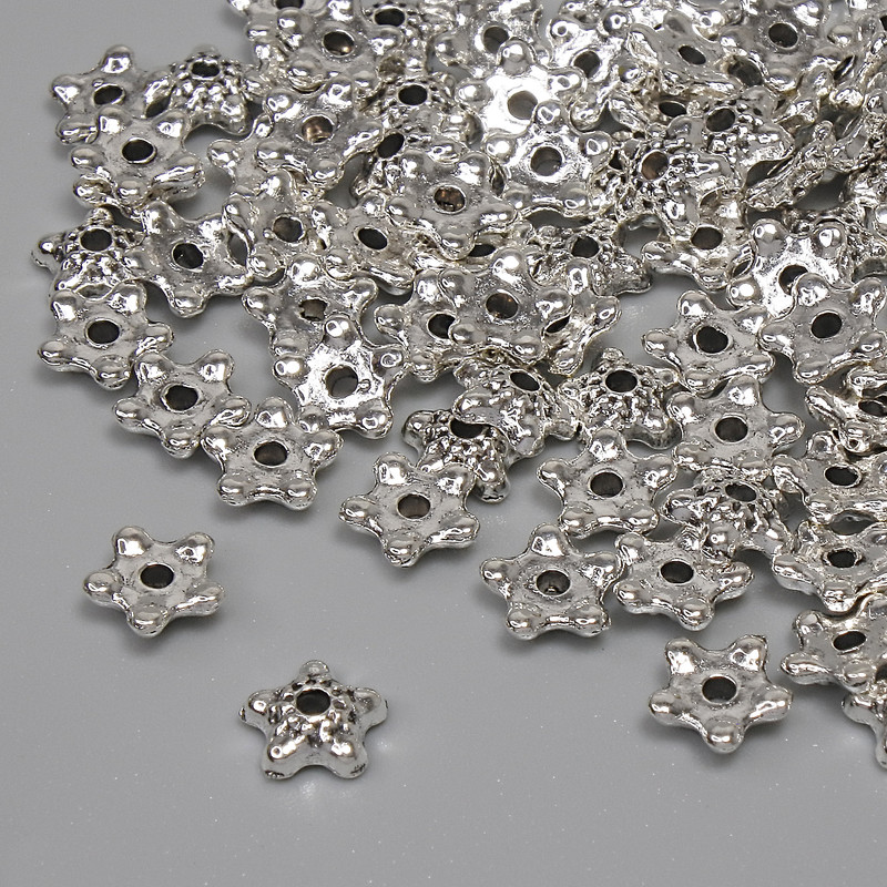 Bead Cap Finding, silver metal colour, diameter 5x1.5mm+/- hole diameter 1.2mm+/- pack of 91pcs+