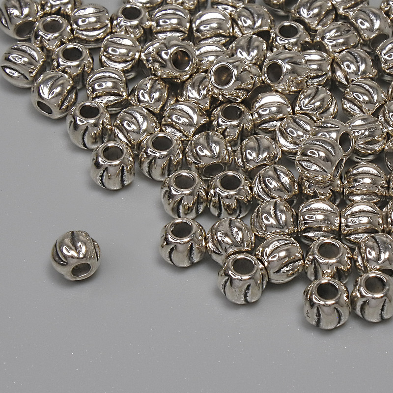 Findings Spacer Bead Silver-Tone Metal, diameter 3.5x4mm+-, hole diameter 1.6mm+-, pack of 67pcs+