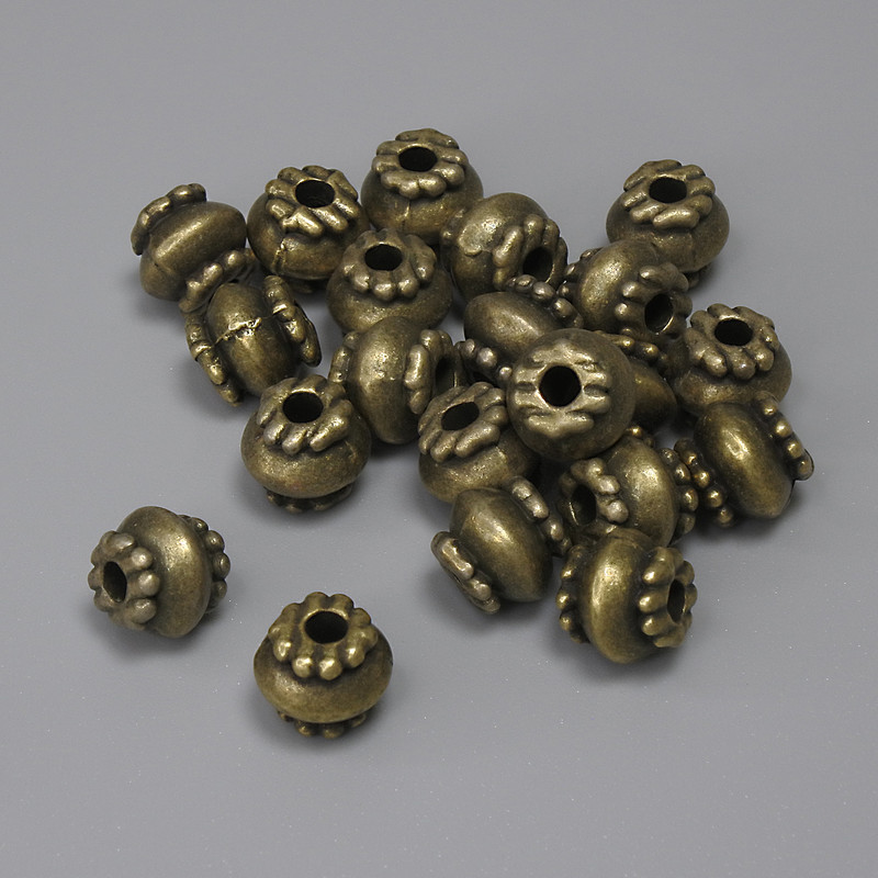 Findings Spacer Bead Bronze-Tone Metal, diameter 6x7mm+-, hole diameter 2.2mm+-, pack of 22pcs+