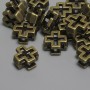 Findings Cross Spacer Bead Bronze-Tone Metal, diameter 10x10x5.5mm+-, hole diameter 7x2.7mm+-, pack of 15pcs+