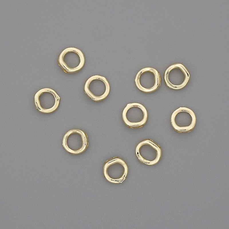 2-Row Connector Rings Finding, diameter 5x2mm+/- hole diameter 3.3mm+/- gold-tone metal colour, pack of 10pcs+