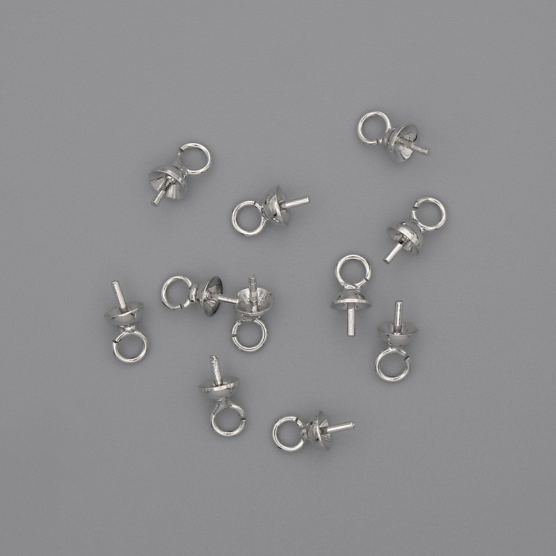 Head Pin with Cap Finding, d mm, length 4x7.5mm+/- silver metal, 1pc