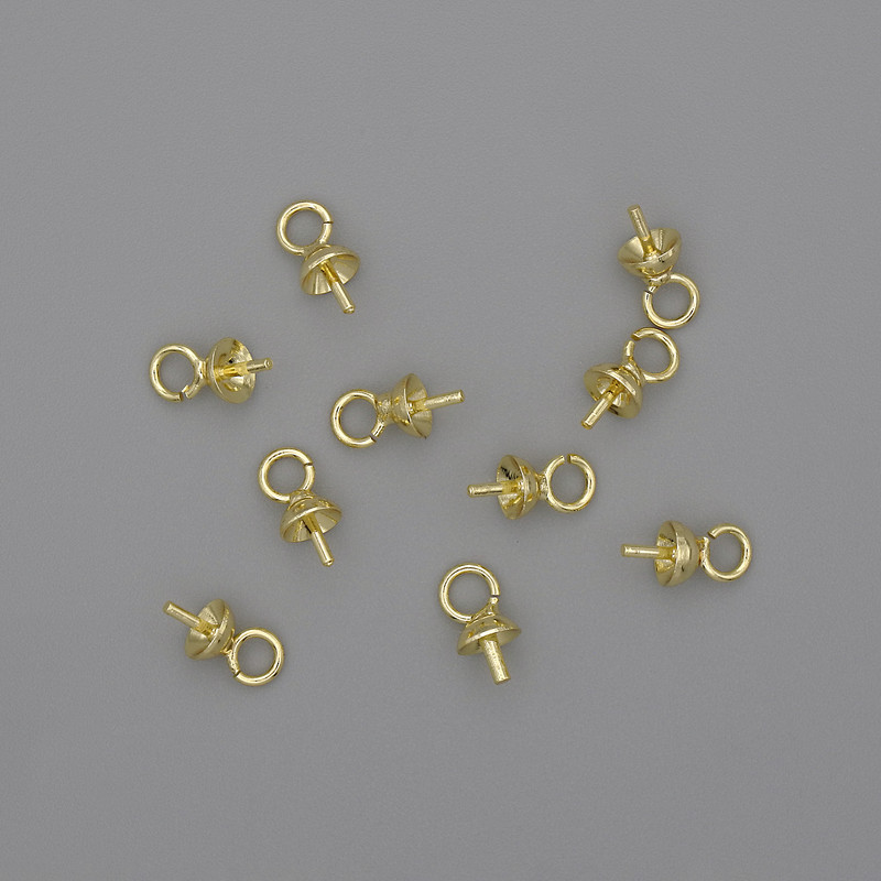 Head Pin with Cap Finding, d mm, length 4x7.5mm+/- gold metal, 1pc