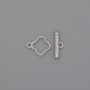 Toggle Clasp Finding, diameter 14x3mm+/- clover, diameter 10mm+/- hole diameter 8mm+/- silver metal colour