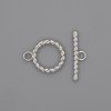 Toggle clasp finding, diameter 22x2.5mm+- circle, diameter 15mm+-, hole diameter 10mm+- silver-coloured metal