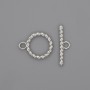 Toggle clasp finding, diameter 22x2.5mm+- circle, diameter 15mm+-, hole diameter 10mm+- silver-coloured metal