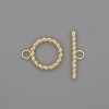 Toggle clasp finding, diameter 22x2.5mm+- circle, diameter 15mm+-, hole diameter 10mm+- gold-coloured metal