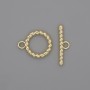 Toggle clasp finding, diameter 22x2.5mm+- circle, diameter 15mm+-, hole diameter 10mm+- gold-coloured metal