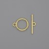 Toggle clasp finding, diameter 18x1.5mm+- circle, diameter 12mm+-, hole diameter 10mm+- gold-coloured metal