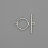 Toggle clasp finding, diameter 18x1.5mm+- circle, diameter 12mm+-, hole diameter 10mm+- silver-coloured metal