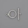 Toggle clasp finding, diameter 23x3.5mm+- circle, diameter 14mm+-, hole diameter 10mm+- silver-coloured metal