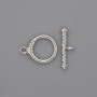 Toggle clasp finding, diameter 23x3.5mm+- circle, diameter 14mm+-, hole diameter 10mm+- silver-coloured metal