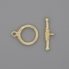Toggle Clasp Finding, ring diameter 23x3.5mm+/-, diameter 14mm+/-, hole diameter 10mm+/- gold-coloured metal