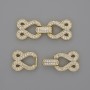 2-Strand Clasp Finding with White Rhinestones, Diameter 30x12mm+- Gold-Coloured Metal