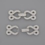 2-Strand Clasp Finding with White Rhinestones, Diameter 30x12mm+- Silver-Coloured Metal