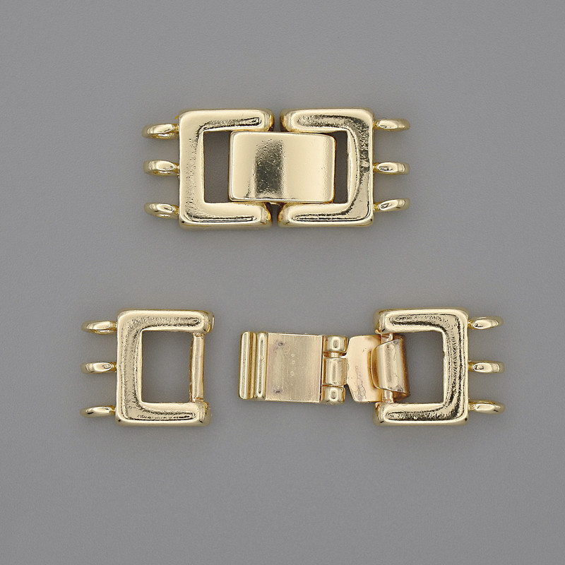 Clasp fastener for 3 strands, diameter 25×11mm +- gold metal colour