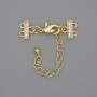 Clasp for Bracelets and Beads on 2 Strands with Rhinestones and Extension Chain, Gold-Coloured Metal, Diameter 7x12mm+/-, Length 3cm+