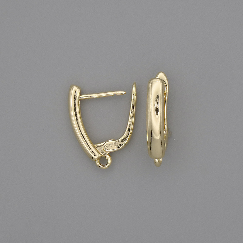 Ear Wires for Earrings, Gold-Coloured Metal, 18x3mm+, Pair
