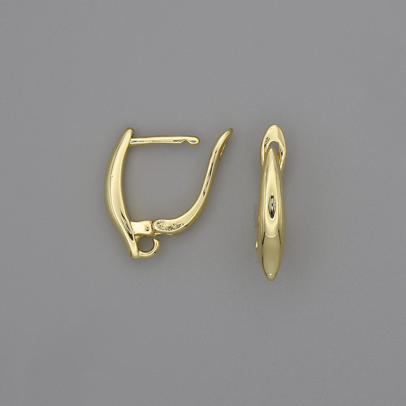Gold Metal Earring Hooks 16x3mm+ - Pair