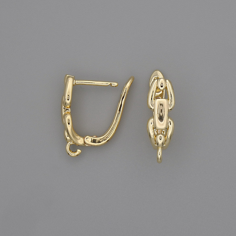 Gold Metal Earring Hooks 17x5.5mm+ - Pair