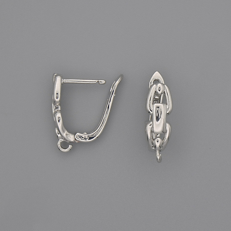 Earring posts in silver-coloured metal 17×5.5 mm, 5 mm+ – pair
