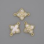 Pearlescent Connector 15x19mm+ - gold-tone metal