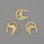 Horseshoe Connector with White Crystals Gold-Tone Metal 14×17mm+