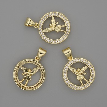 Angel Pendant 16mm+-, length 22mm+-, gold-toned metal