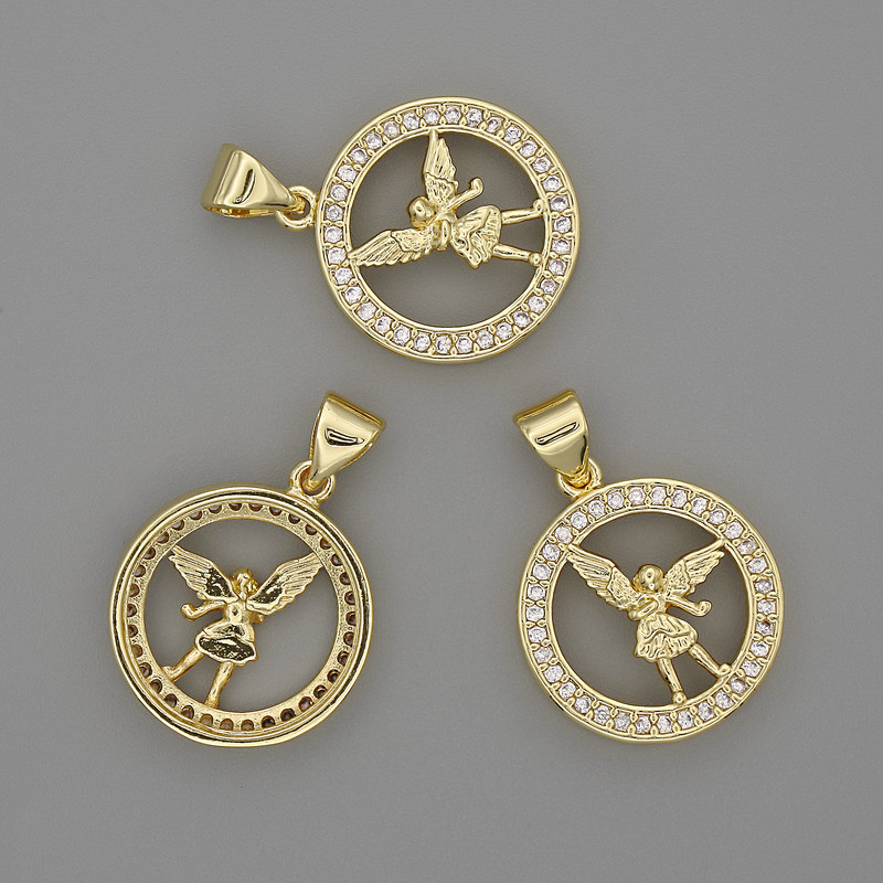 Angel Pendant 16mm+-, length 22mm+-, gold-toned metal