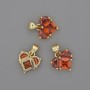 Pendant Heart Red Crystals 12x12mm+-, length 17mm+-, gold-tone metal