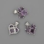 Pendant Heart with Purple Crystal 12×12mm±, length 17mm±, silver-tone metal