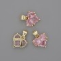 Pendant Heart with Pink Crystals 12x12mm+-, length 17mm+-, gold-tone metal