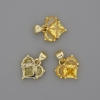 Pendant Heart with Yellow Crystals 12×12mm±, length 17mm± Gold-tone metal