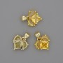 Pendant Heart with Yellow Crystals 12×12mm±, length 17mm± Gold-tone metal