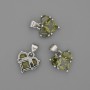 Heart Pendant Green Crystals 12x12mm+/-, Length 17mm+/- Silver-Toned Metal