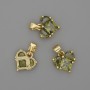 Heart Pendant Green Crystals 12x12mm+/-, Length 17mm+/- Gold-Toned Metal