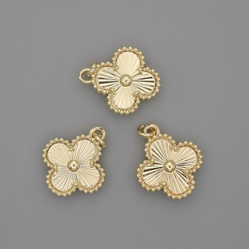 Clover Pendant 14x14mm+-, length 17mm+- gold-tone metal