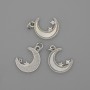 Mother-of-Pearl Moon Pendant 15x13mm+- white rhinestone, length 20mm+- silver-tone metal