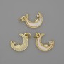 Mother-of-Pearl Moon Pendant 15x13mm+- white rhinestone, length 20mm+- gold-tone metal