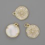 Mother-of-Pearl Sun Pendant 15mm+-, length 20mm+- gold-tone metal