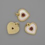 Mother-of-Pearl Heart Pendant 15x15mm+- Red Crystal, Length 18mm+- Gold-Tone Metal
