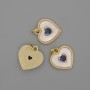Mother-of-Pearl Heart Pendant 15x15mm+- Blue Crystal, Length 18mm+- Gold-Tone Metal