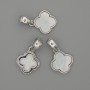 Mother-of-Pearl Clover Pendant 14x14mm+-, Length 24mm+- Silver-Tone Metal