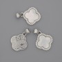 Mother-of-Pearl Clover Pendant with White Rhinestones 15x15mm+-, Length 22mm+- Silver-Tone Metal